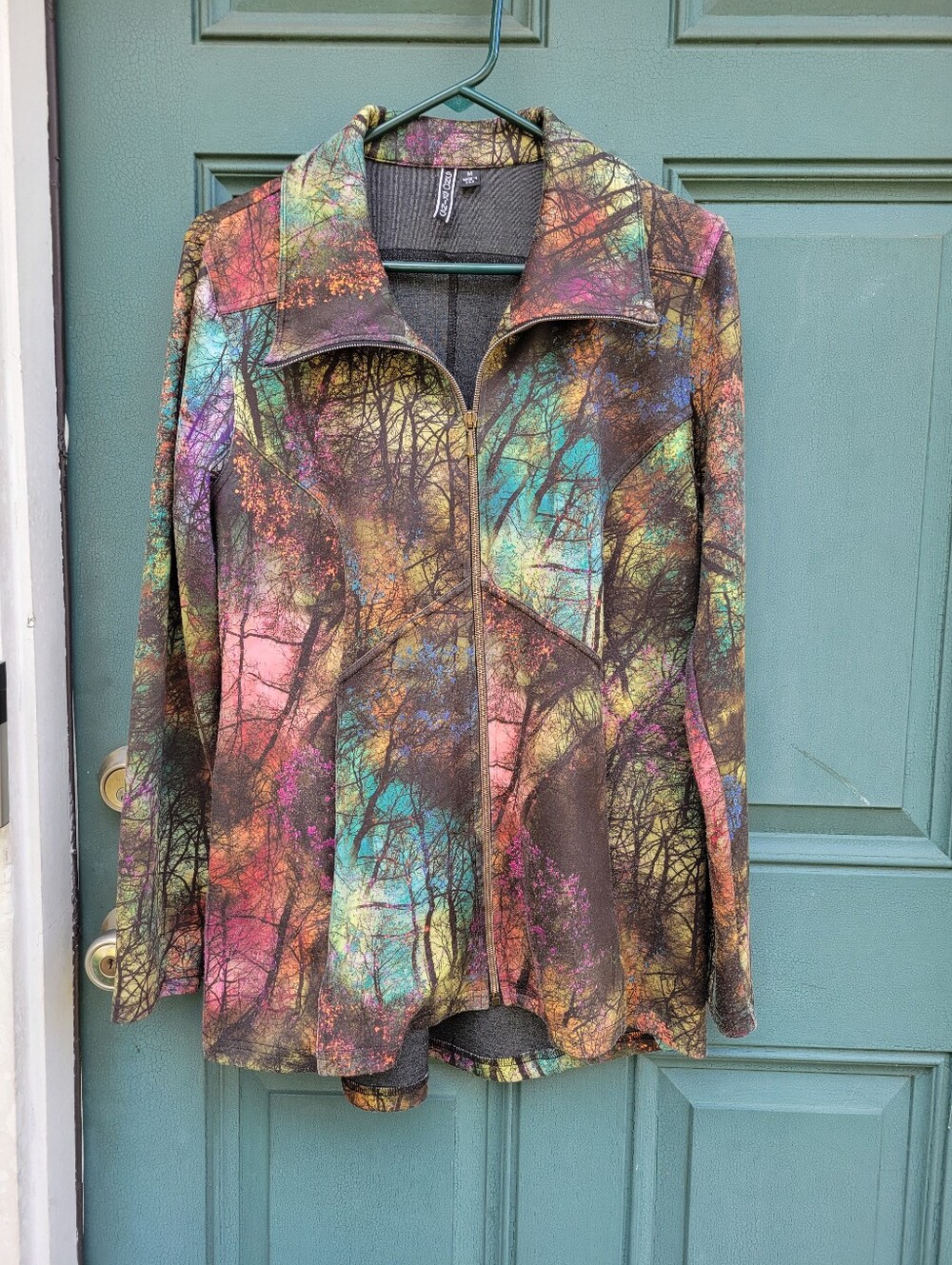 SNO SKINS Multicolor Tree-Print Zip Jacket with Brown Base Made In The USA